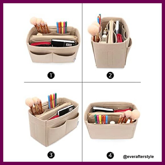 Felt Purse Organizer Insert Zipper Tote Shaper Speedy Neverfull Fit - Picture 5 of 8